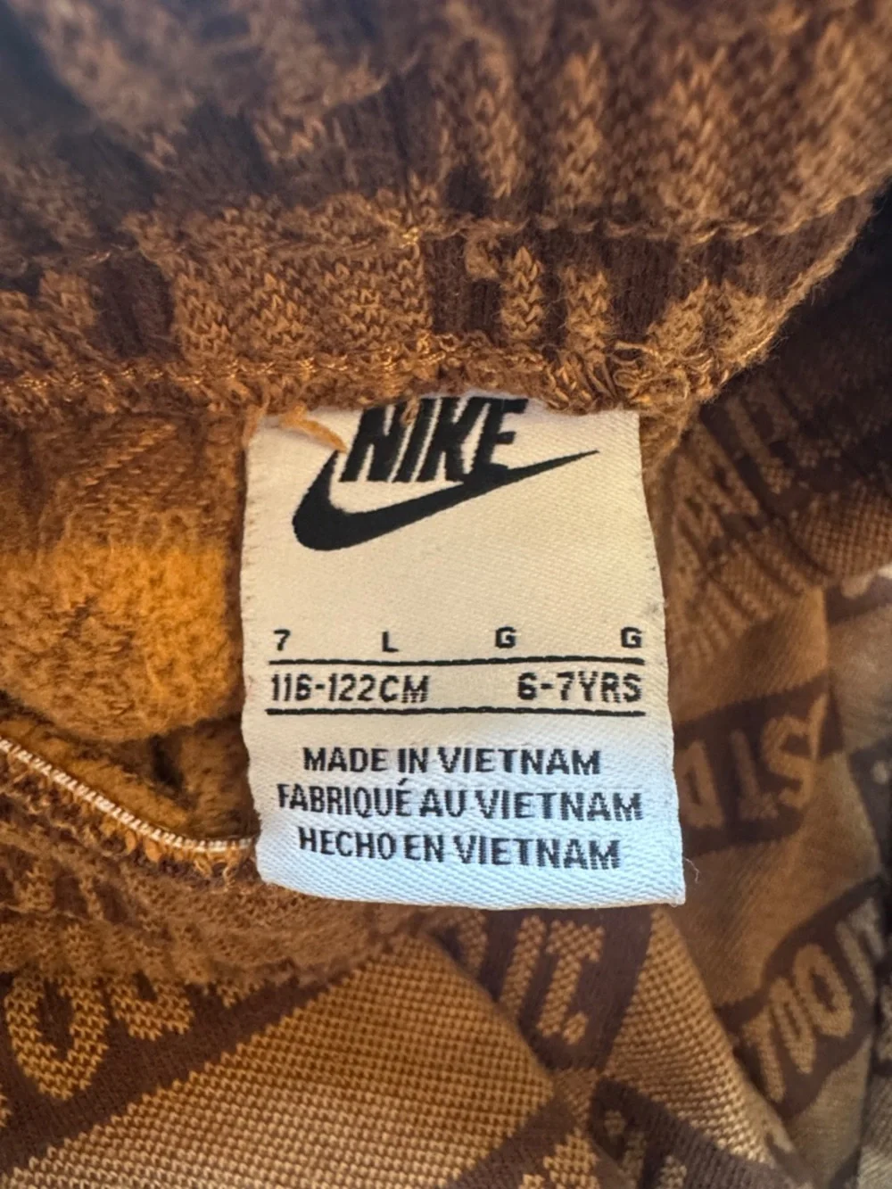 Nike Brown Allover "Just Do It." Hoodie and Joggers Set - Picture 3 of 4